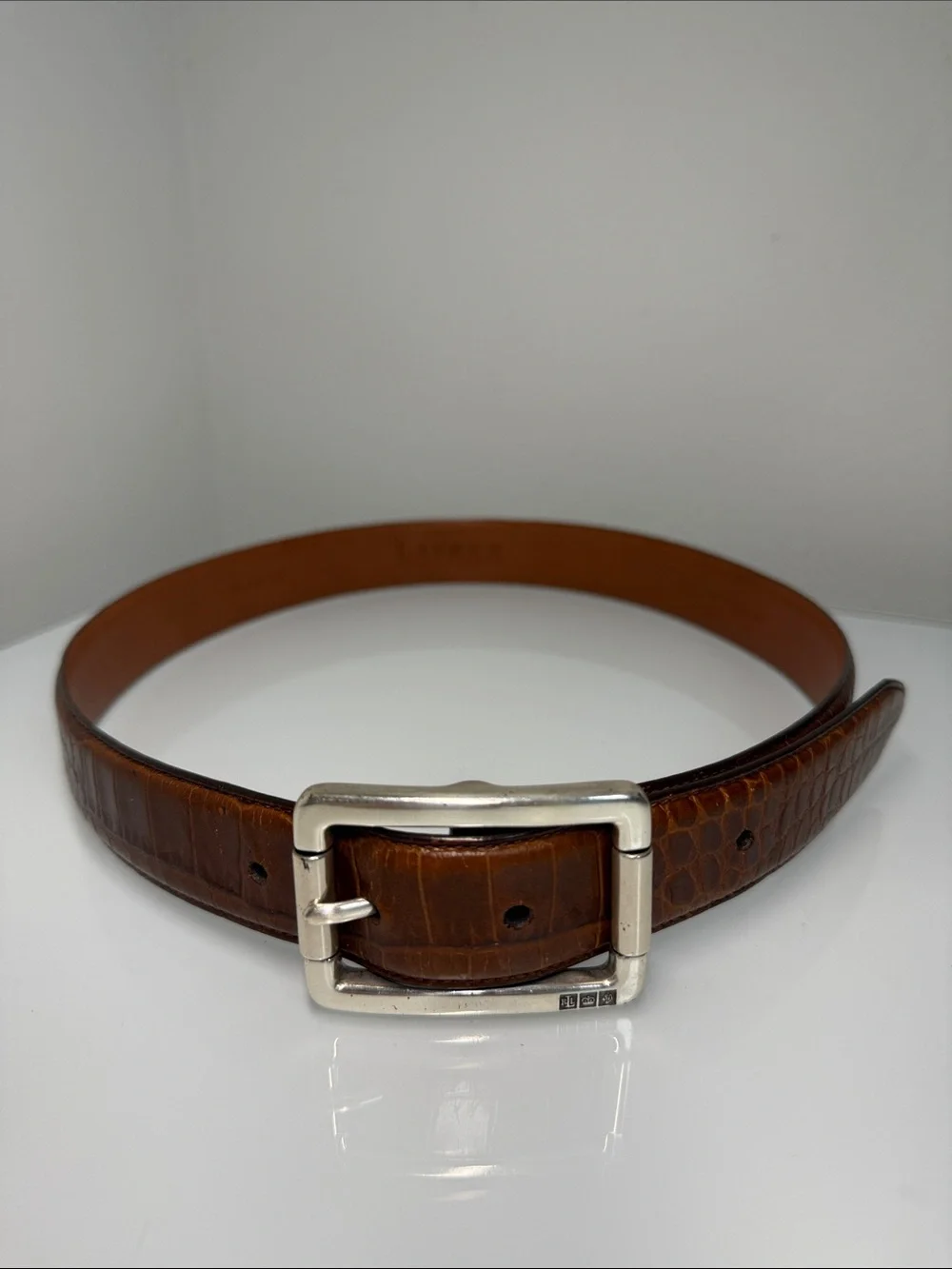 Lauren Ralph Lauren Women’s Brown Croc Embossed Italian Leather Belt Size Small